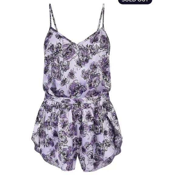 Adore Me Karrina Floral Satin Sleep Romper - Picture 2 of 12